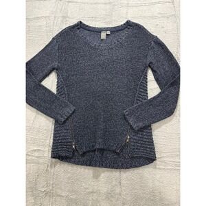 Quinn Sweater Womens Small Gray Knit Side Zip Detail Casual Long Sleeve Top